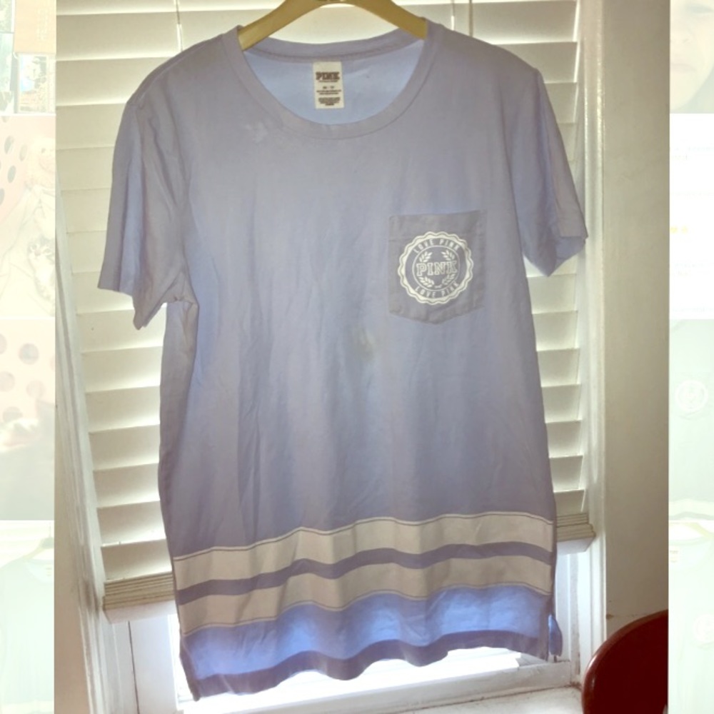 Pink XS blue t